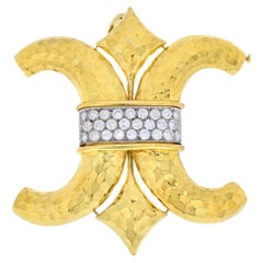 David Webb C and and Reverse C Hammered Heraldic Diamond Pendant