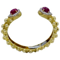 David Webb Cabochon Burma Ruby Diamond Bracelet