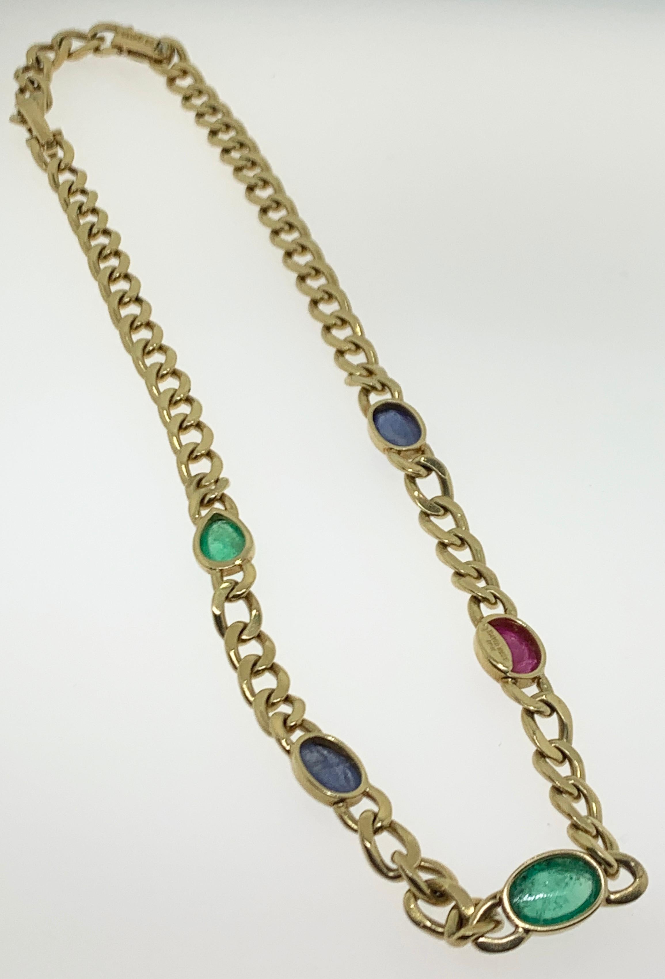 David Webb Cabochon Multi Gem Link Necklace 3