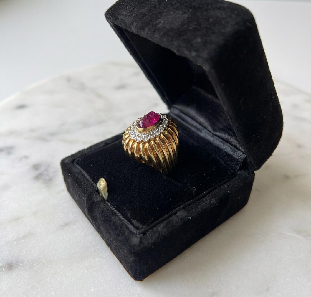 David Webb Cabochon Ruby And Diamond Ring In 18k … - image 5