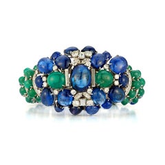 Armband mit Cabochon-Saphir und Smaragd von David Webb