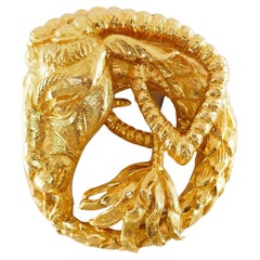David Webb Capricorn Zodiac Gold Brooch
