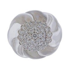 David Webb Carved Crystal Diamond Gold Platinum Ring