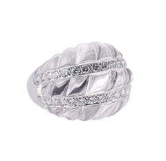 David Webb Carved Crystal Diamond Platinum Gold Cocktail Ring