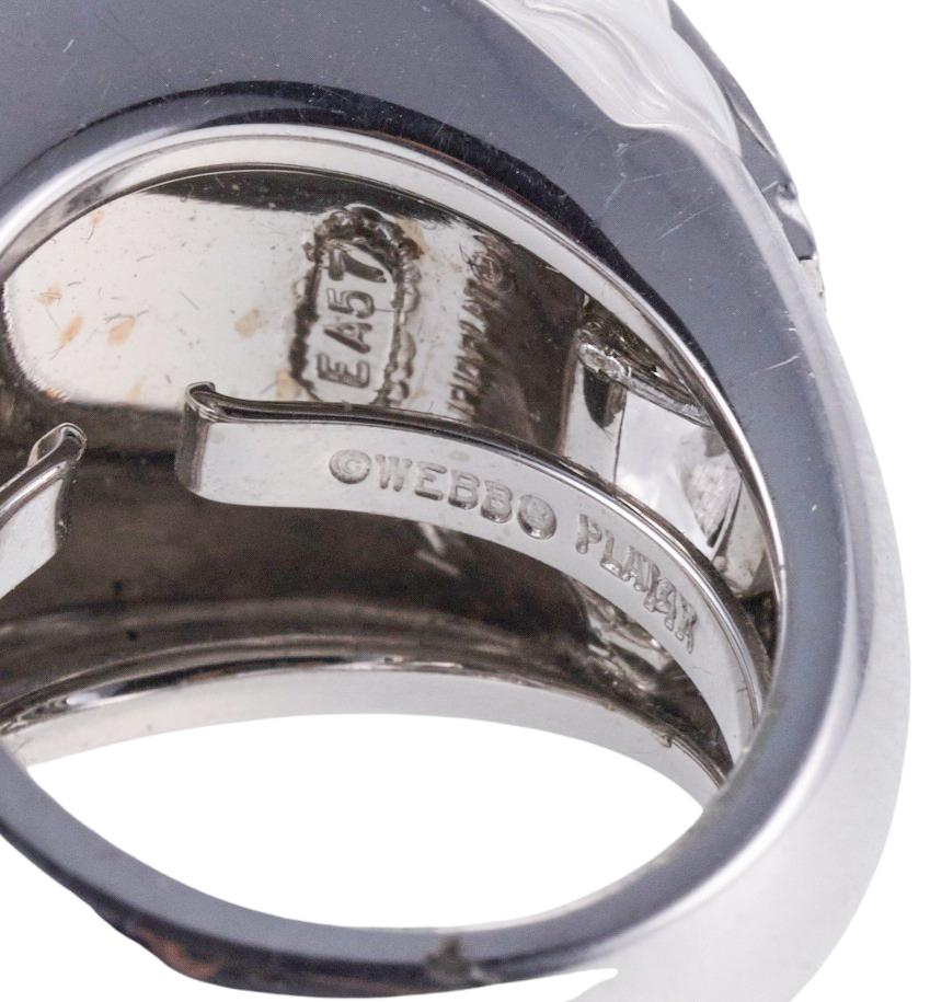 Women's David Webb Carved Crystal Diamond Platinum Gold Cocktail Ring For Sale