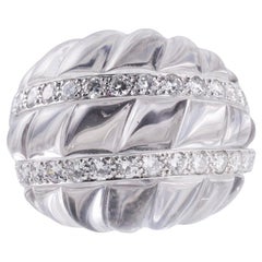 Vintage David Webb Carved Crystal Diamond Platinum Gold Cocktail Ring