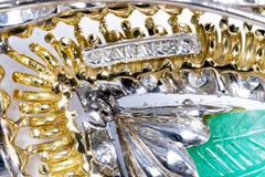 David Webb Carved Emerald and Diamond Brooch