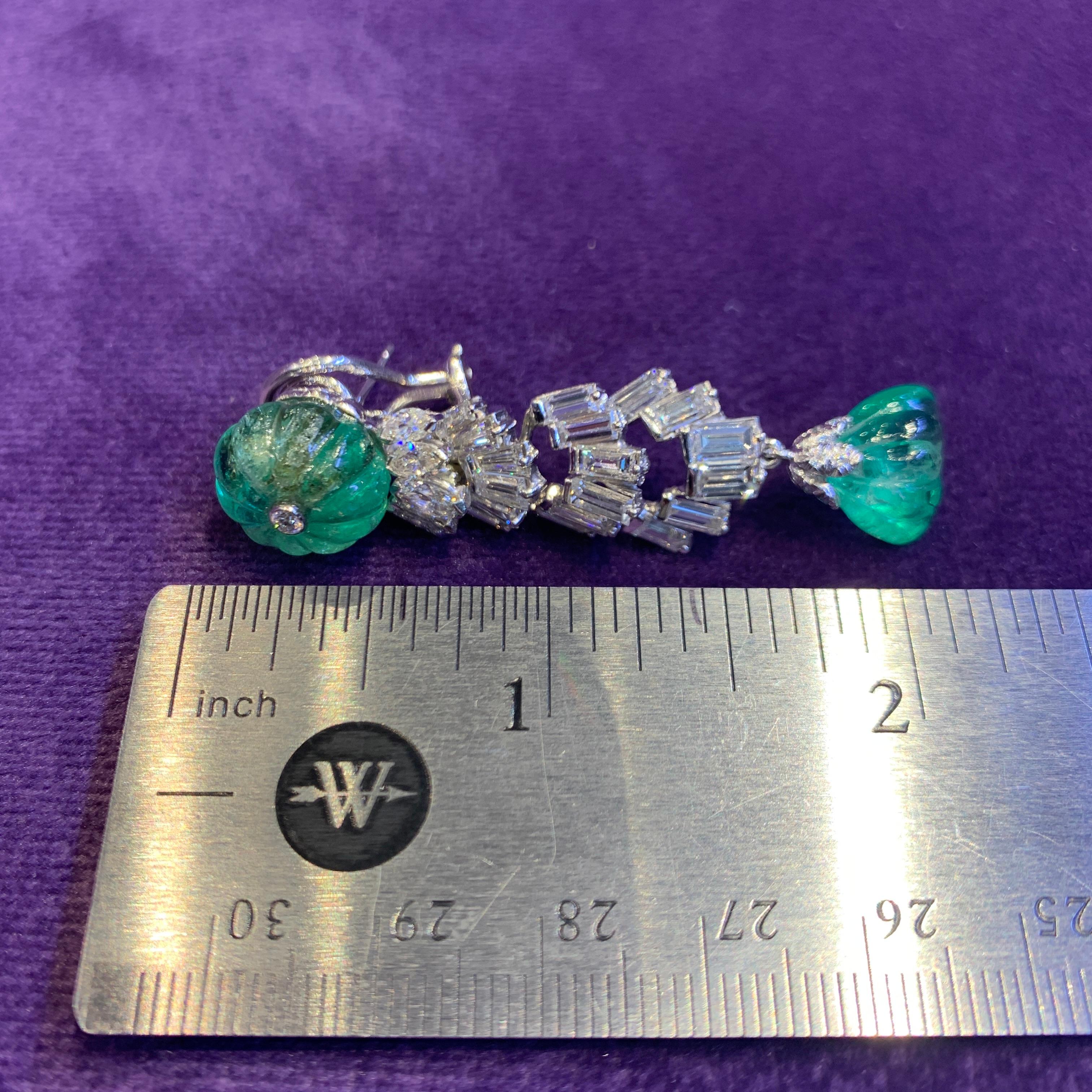 David Webb Carved Emerald & Diamond Earrings 6
