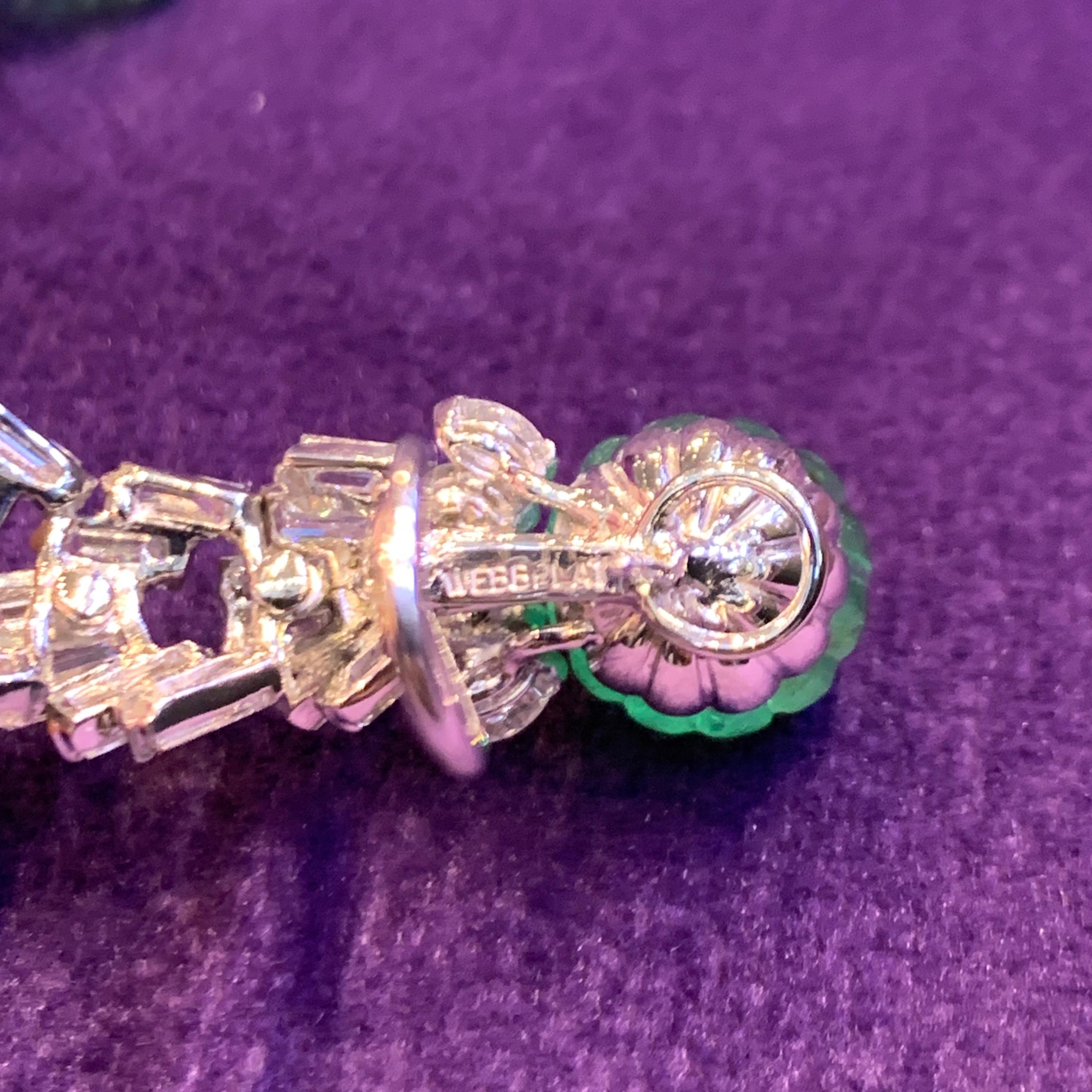Women's David Webb Carved Emerald & Diamond Earrings