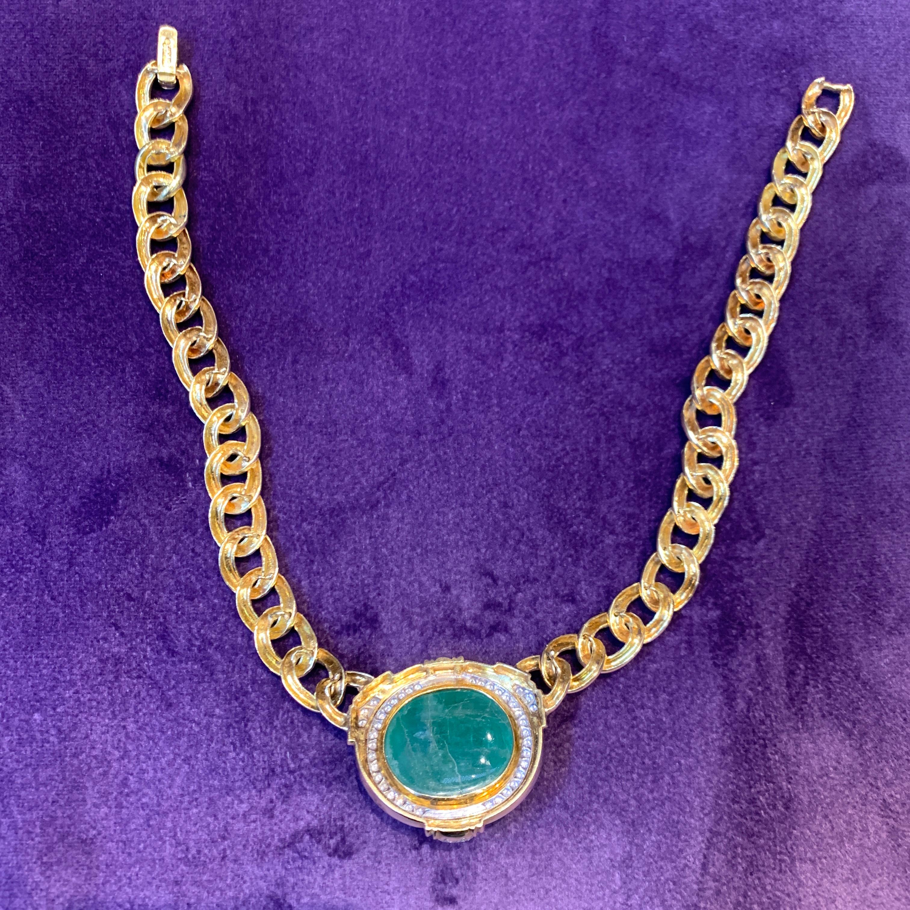 David Webb Carved Emerald Necklace For Sale 3