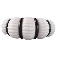 David Webb Carved White and Black Onyx Gold Cuff Bracelet