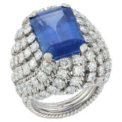 David Webb Certified Natural 15 carat Sapphire & Diamond Ring