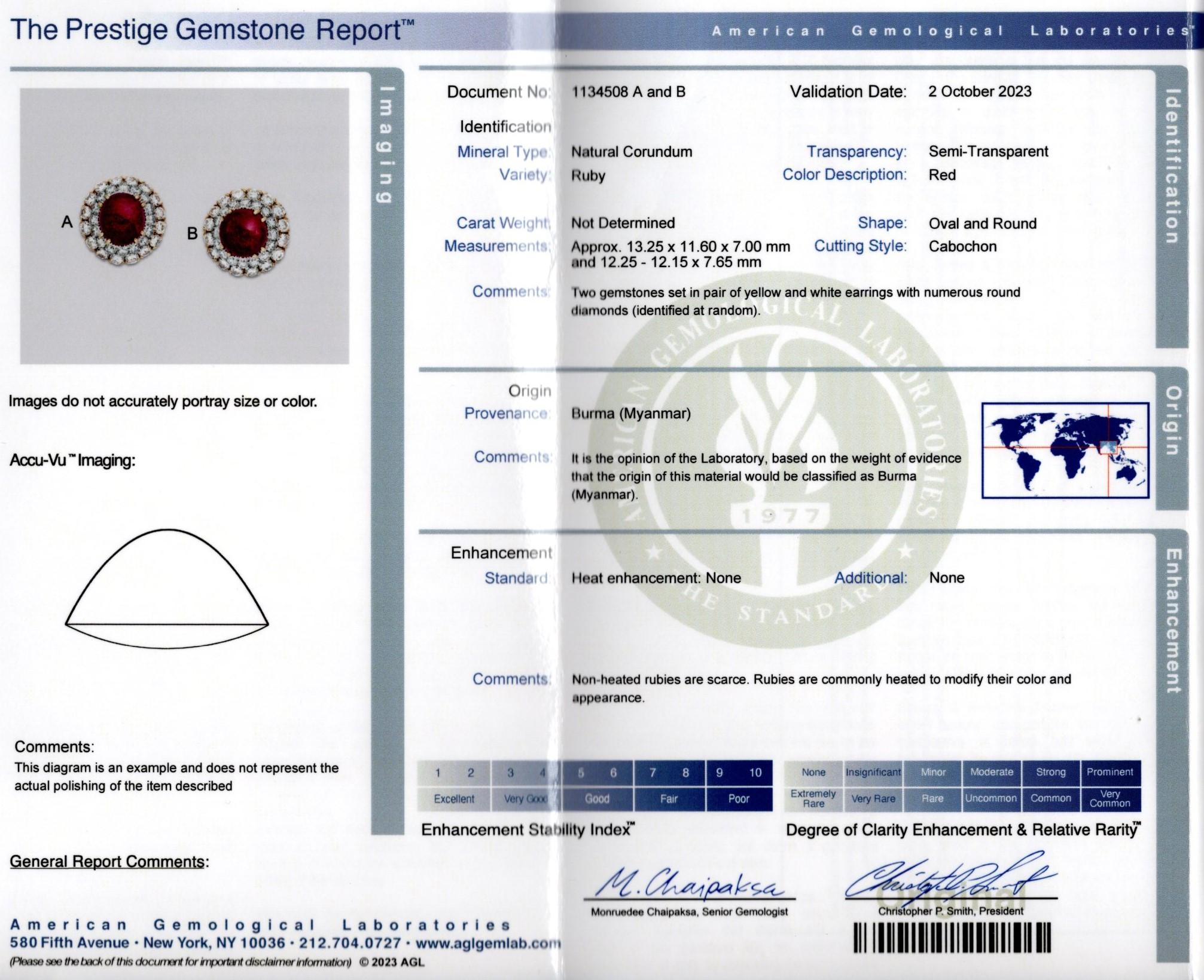 David Webb Certified Natural Burmese Ruby & Diamond Earrings For Sale 7