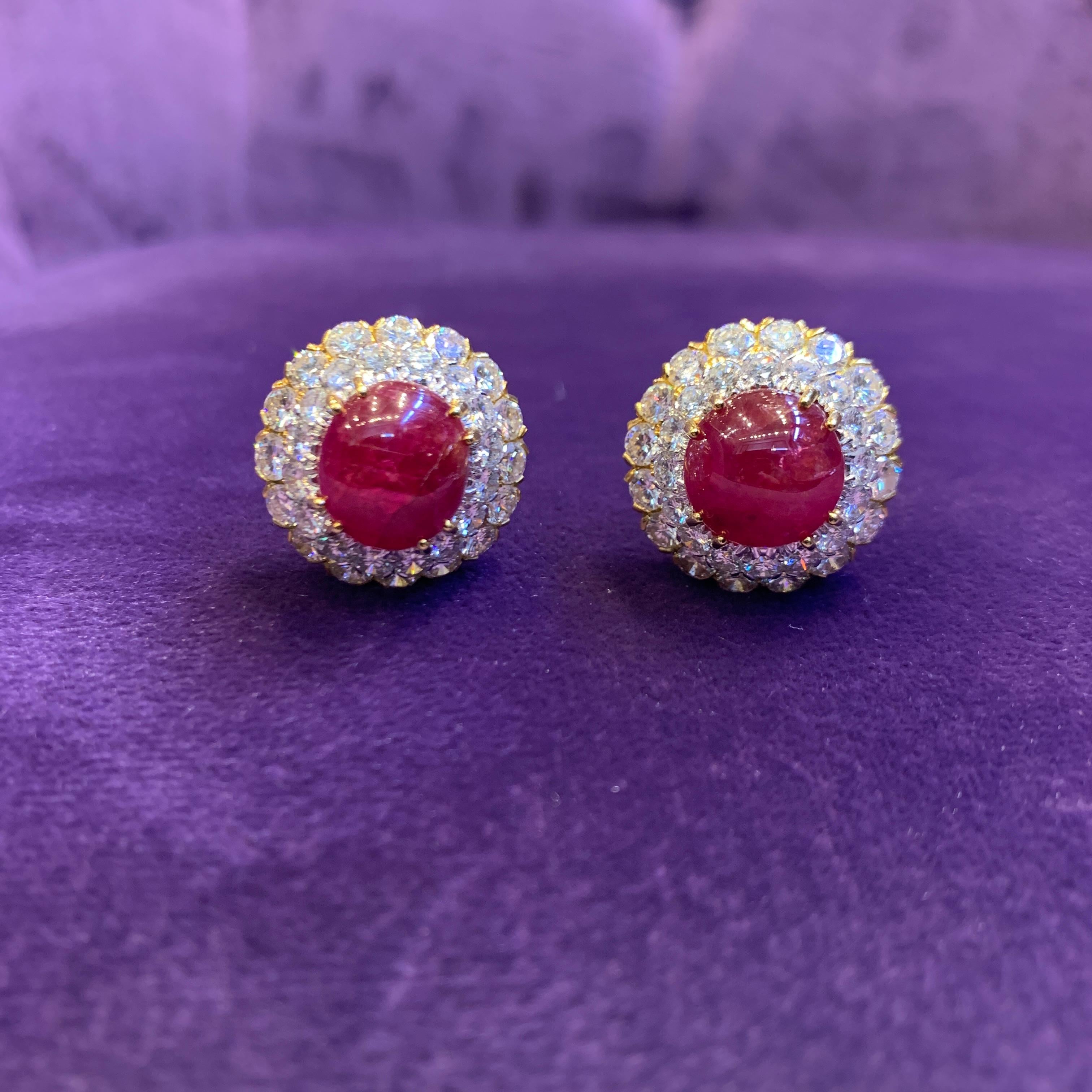 David Webb Certified Natural Burmese Ruby & Diamond Earrings For Sale 1