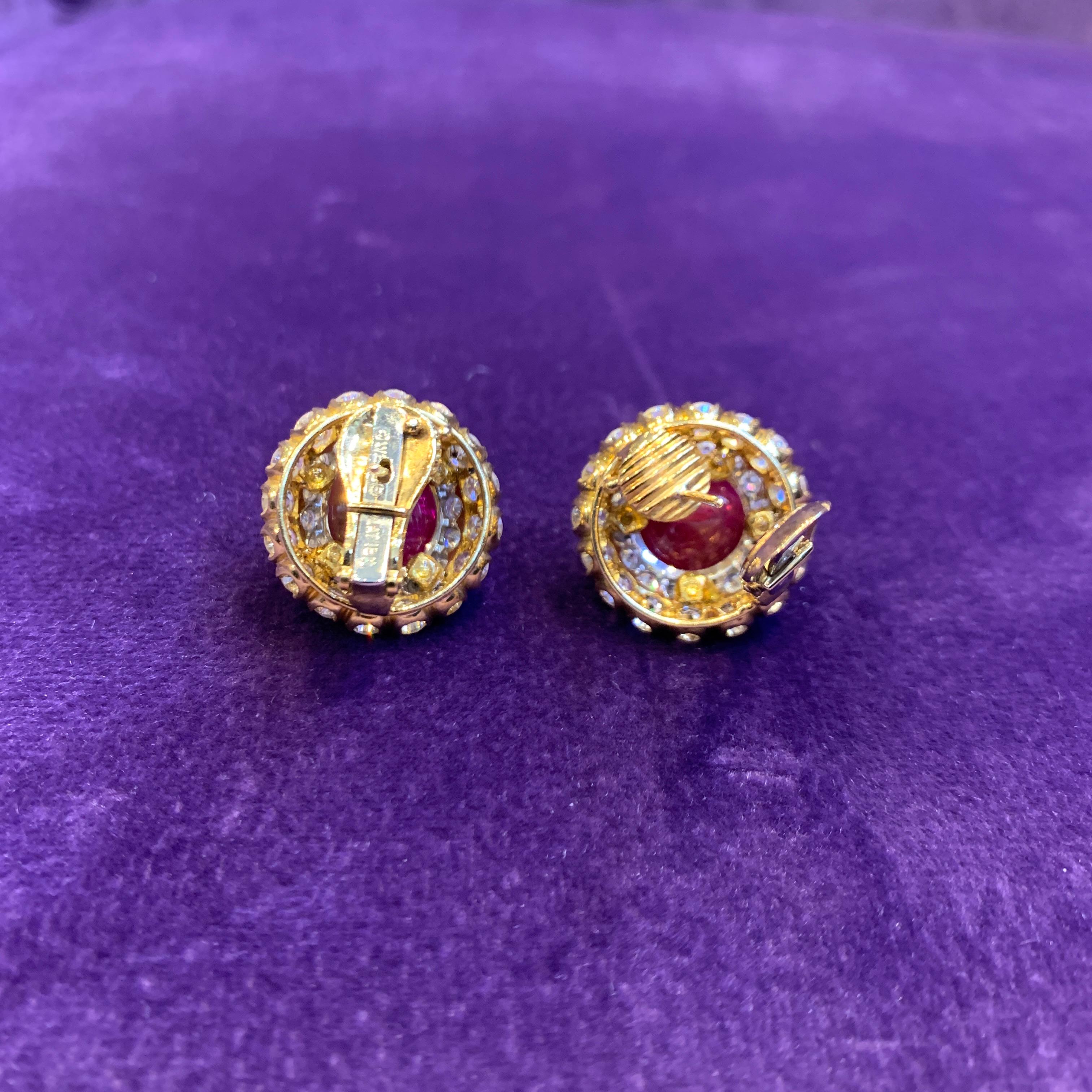 David Webb Certified Natural Burmese Ruby & Diamond Earrings For Sale 3