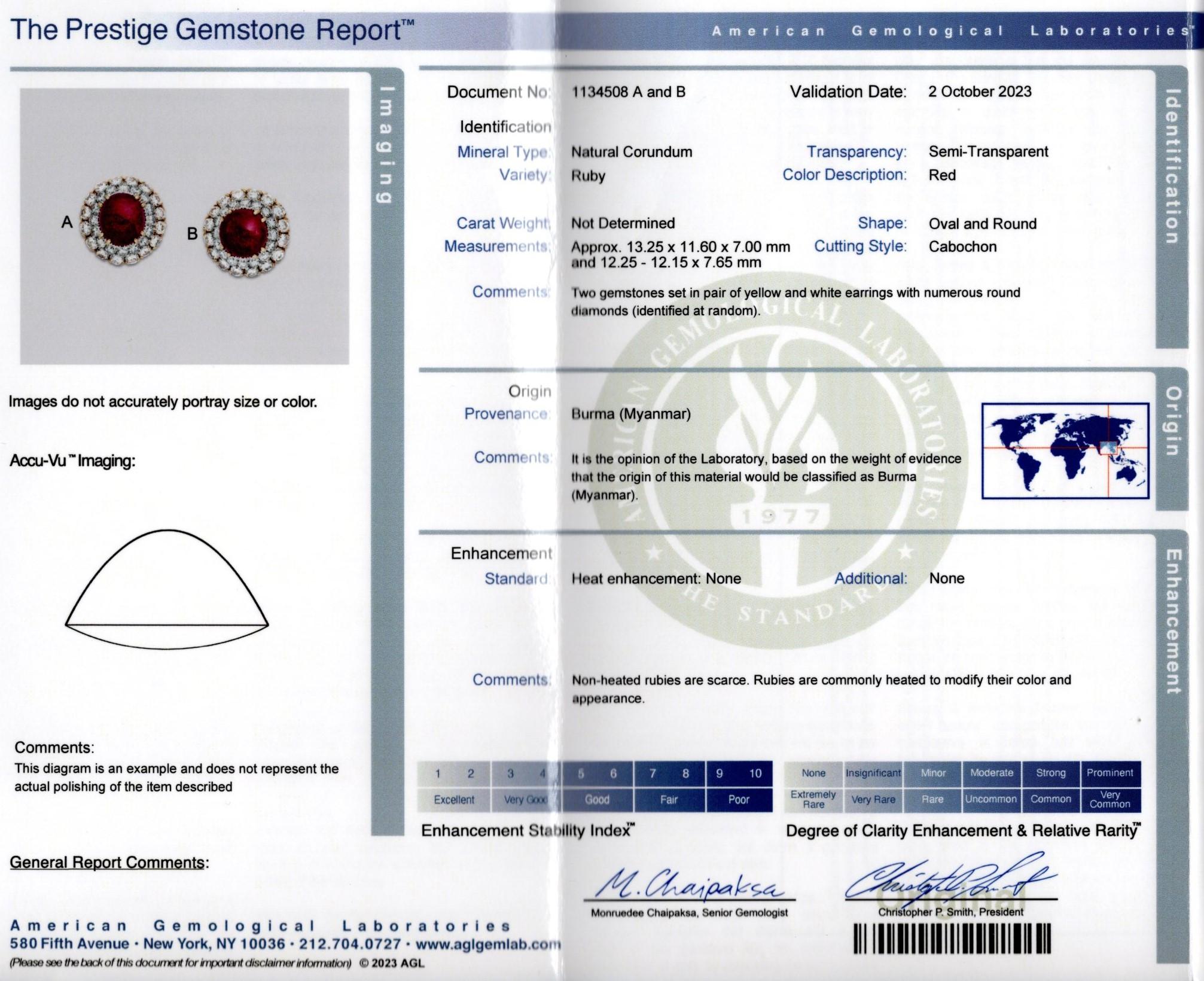 Women's David Webb Certified Unheated Burmese Ruby & Diamond Earrings For Sale