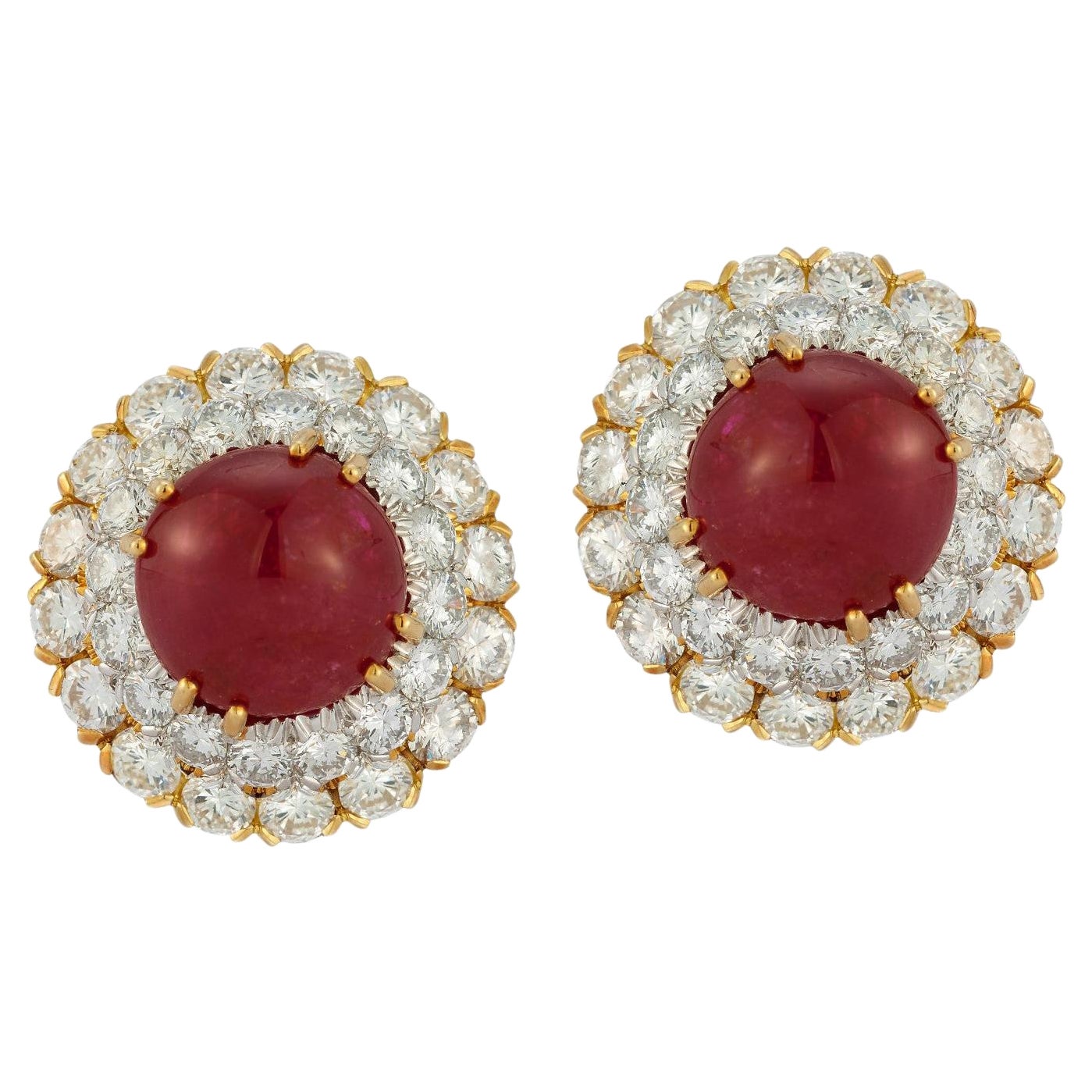 David Webb Certified Unheated Burmese Ruby & Diamond Earrings For Sale