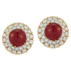 David Webb Certified Unheated Burmese Ruby & Diamond Earrings