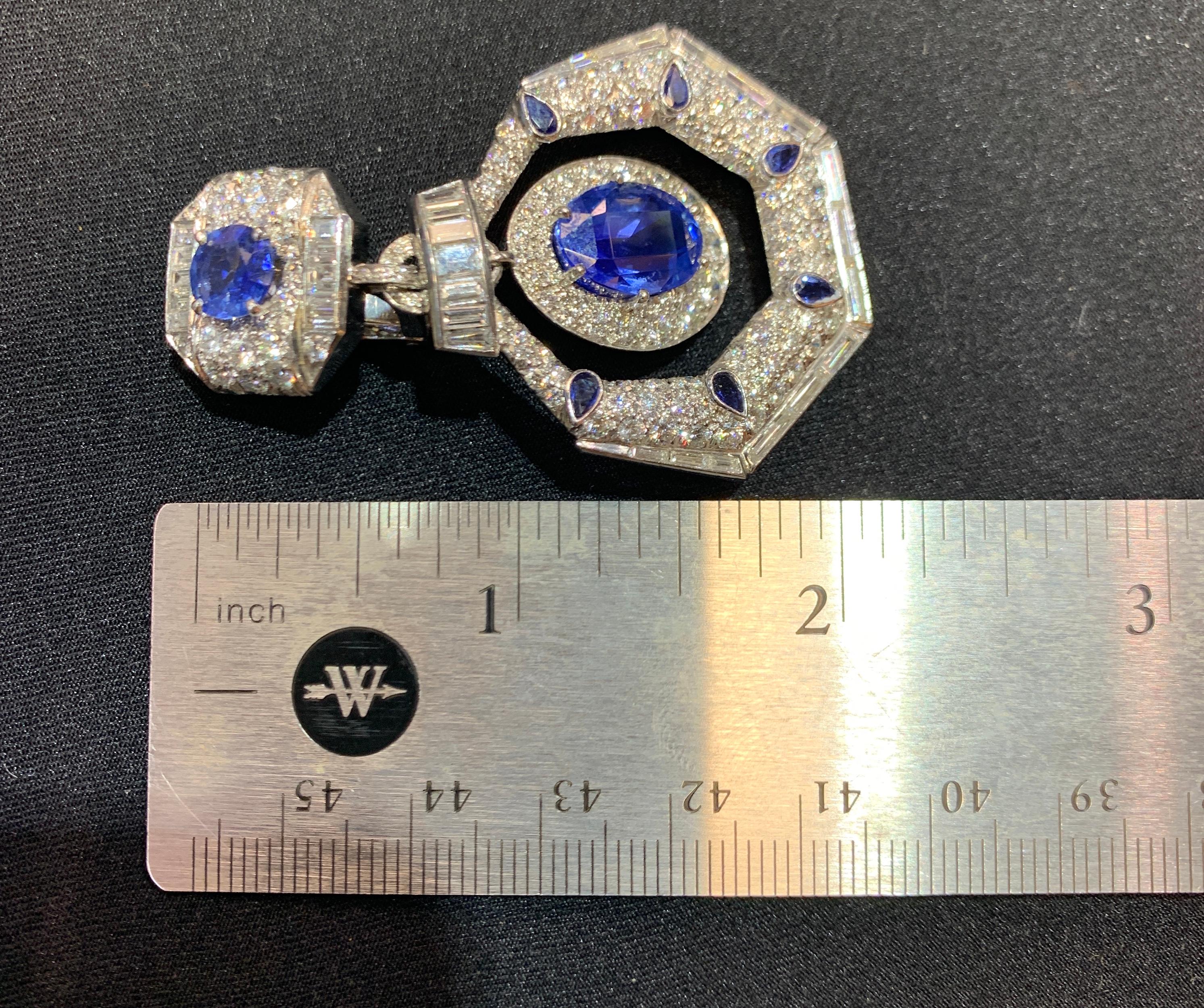 David Webb Ceylon Sapphire and Diamond Drop Earrings In Excellent Condition In New York, NY
