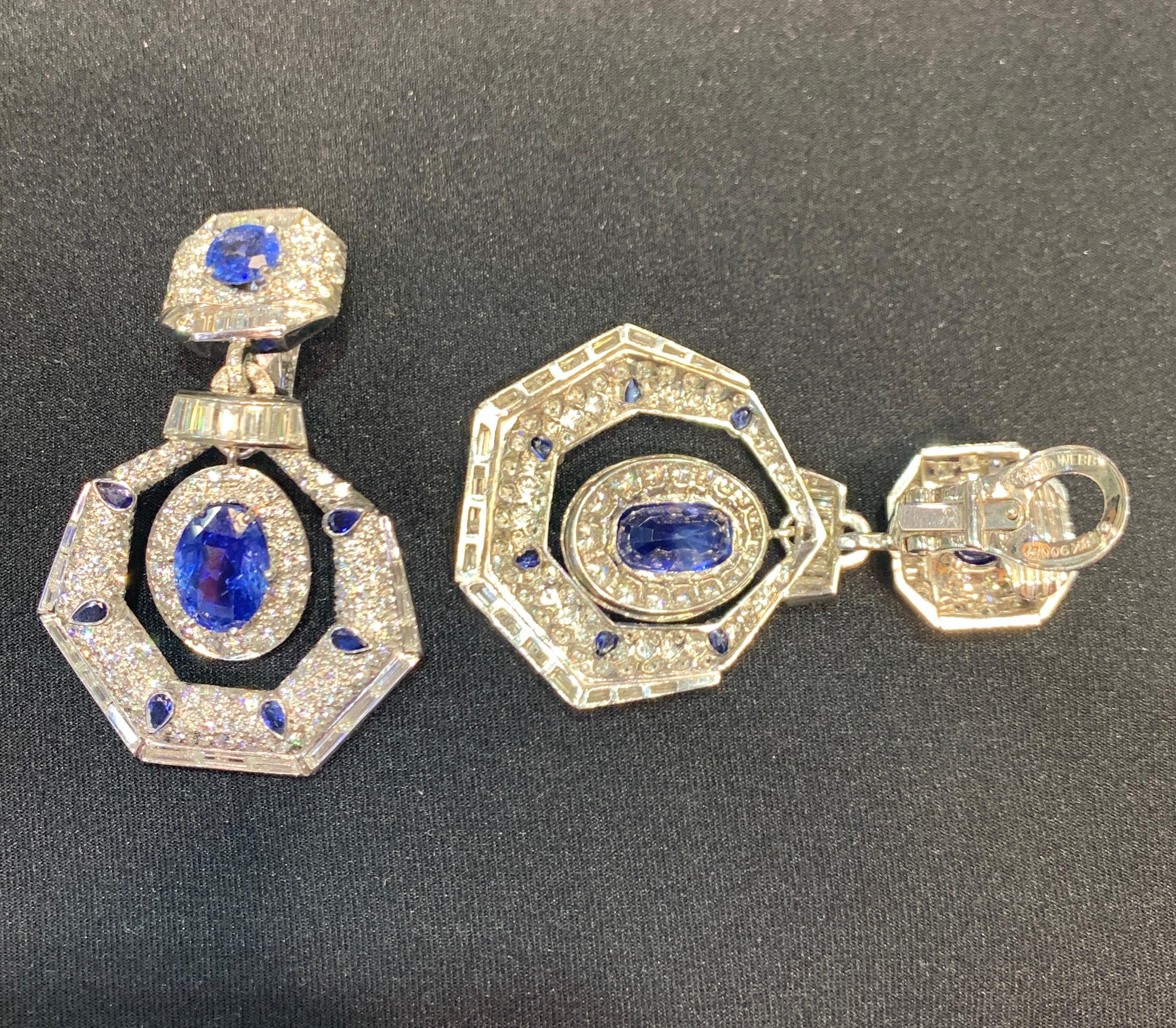 David Webb Ceylon Sapphire and Diamond Drop Earrings 1