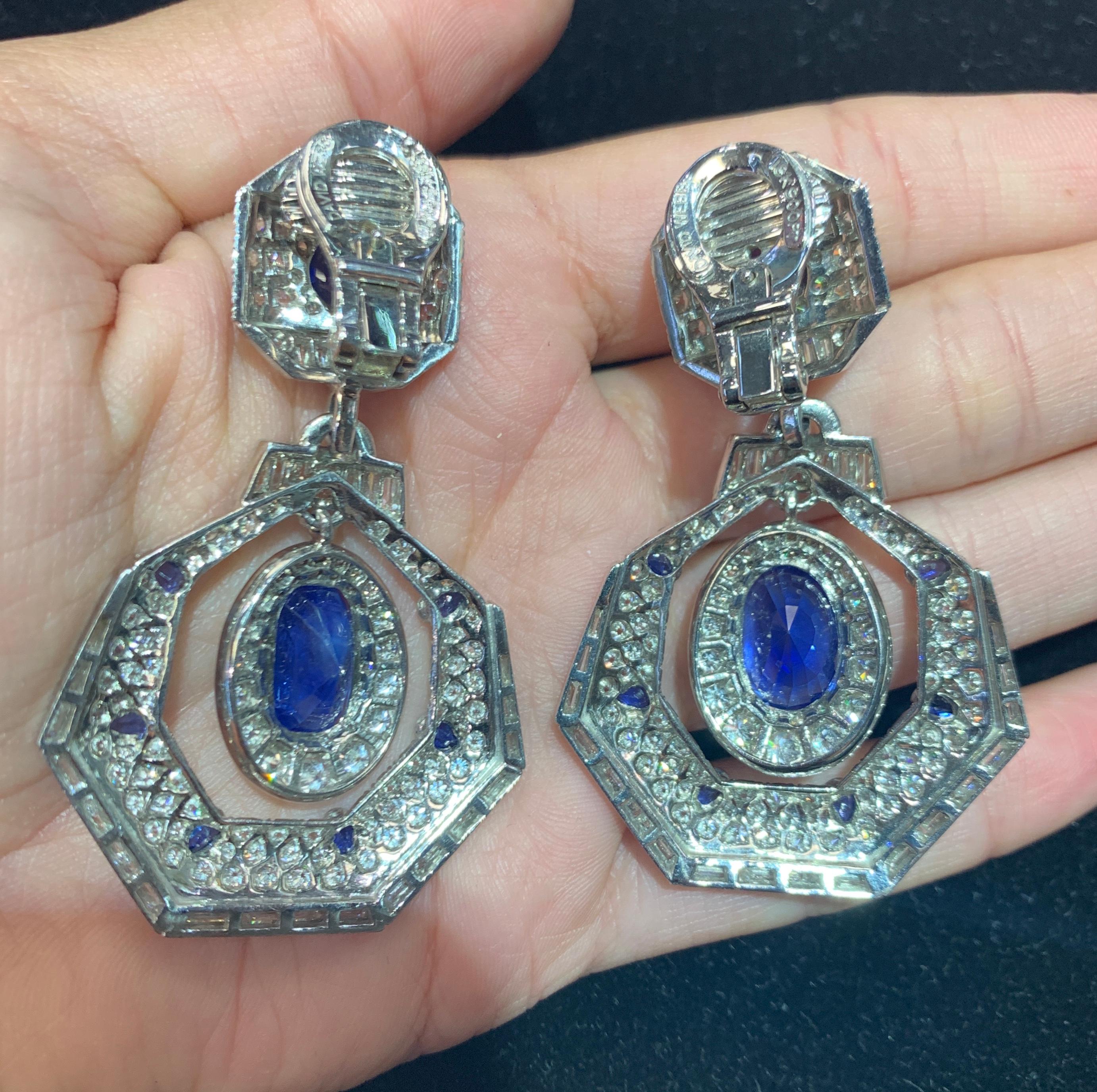 David Webb Ceylon Sapphire and Diamond Drop Earrings 2