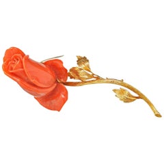 David Webb circa 1970 Coral Rose Vintage Brooch