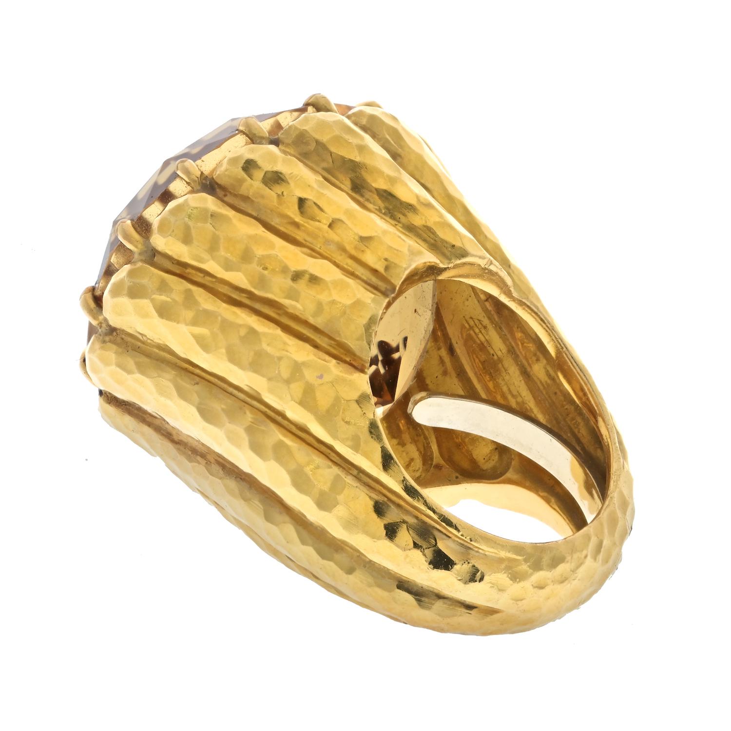 Round Cut David Webb 18K Yellow Gold Large Round Citrine Fashion Ring For Sale