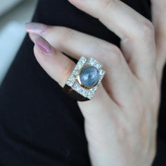 David Webb Cocktail Ring 18kt Gold Platinum With 17.18 Cts Diamonds & Sapphire