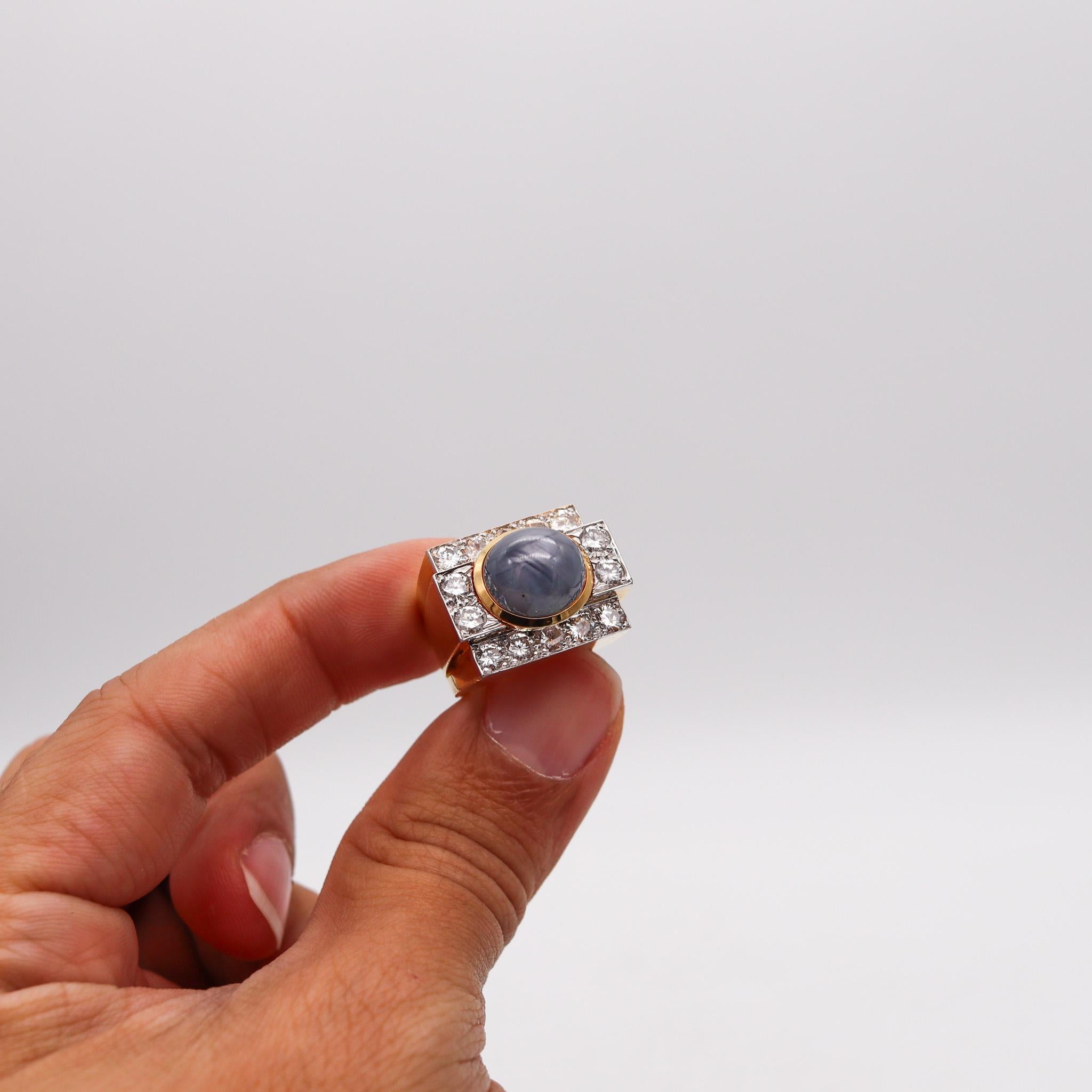 David Webb Cocktail Ring 18kt Gold Platinum With 17.18 Cts Diamonds & Sapphire For Sale 1