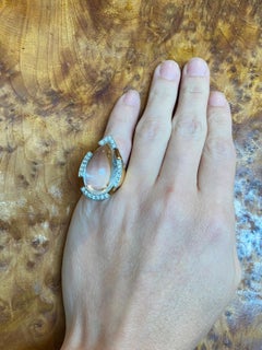 David Webb Cocktail Ring 18Kt Gold Platinum with 44.36 Cts Diamonds Rock Quartz