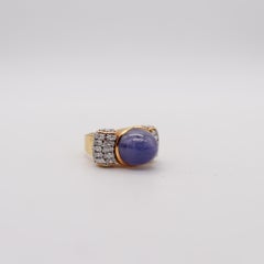 David Webb Cocktail Ring In 18kt Platinum And 40.44 Cts Star Sapphire & Diamonds