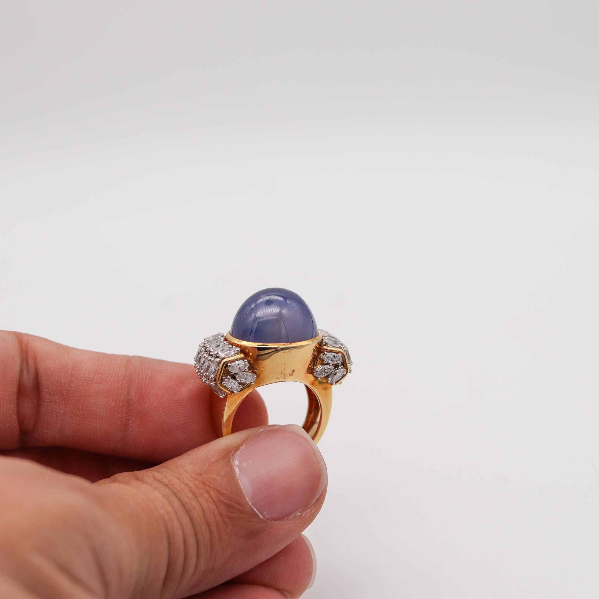 Women's David Webb Cocktail Ring In 18kt Platinum And 40.44 Cts In Sapphire And Diamonds For Sale