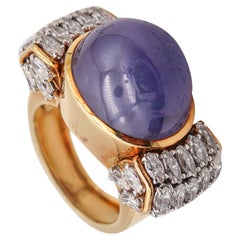 Antique David Webb Cocktail Ring In 18kt Platinum And 40.44 Cts In Sapphire And Diamonds