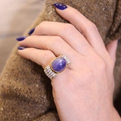 DAVID WEBB Cocktail Ring In 18kt Platinum And 40.44 Cts In Sapphire & Diamonds