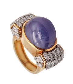 DAVID WEBB Cocktailring aus 18 Karat Platin mit 40,44 Karat Saphir und Diamanten