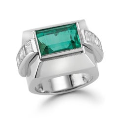 David Webb Colombian Emerald & Diamond Men's Ring