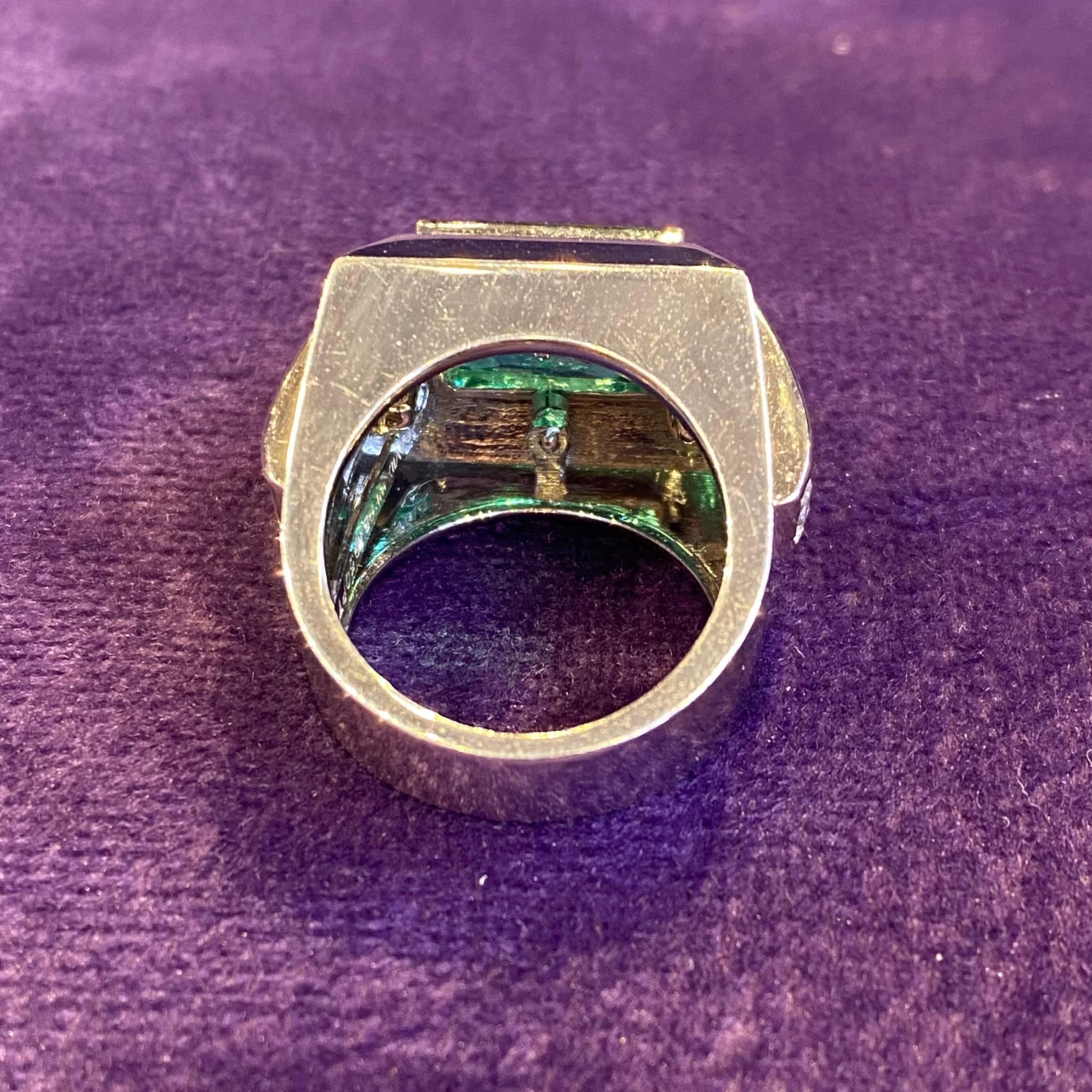 David Webb Colombian Emerald & Diamond Men's Ring  For Sale 2