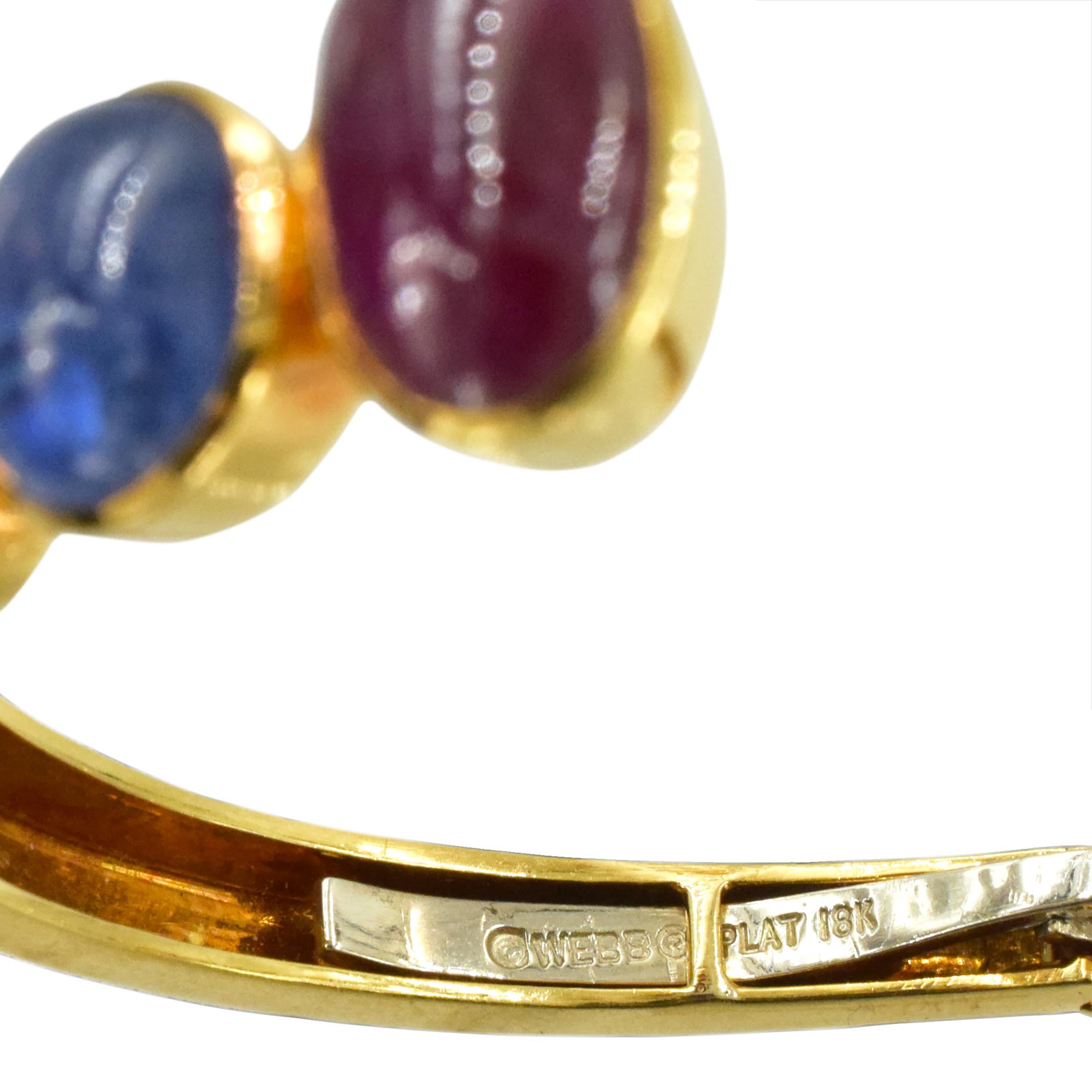 David Webb Bracelet jonc en pierres de couleur et diamants Pour femmes en vente