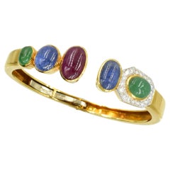 David Webb Colored Stone and Diamond Bangle