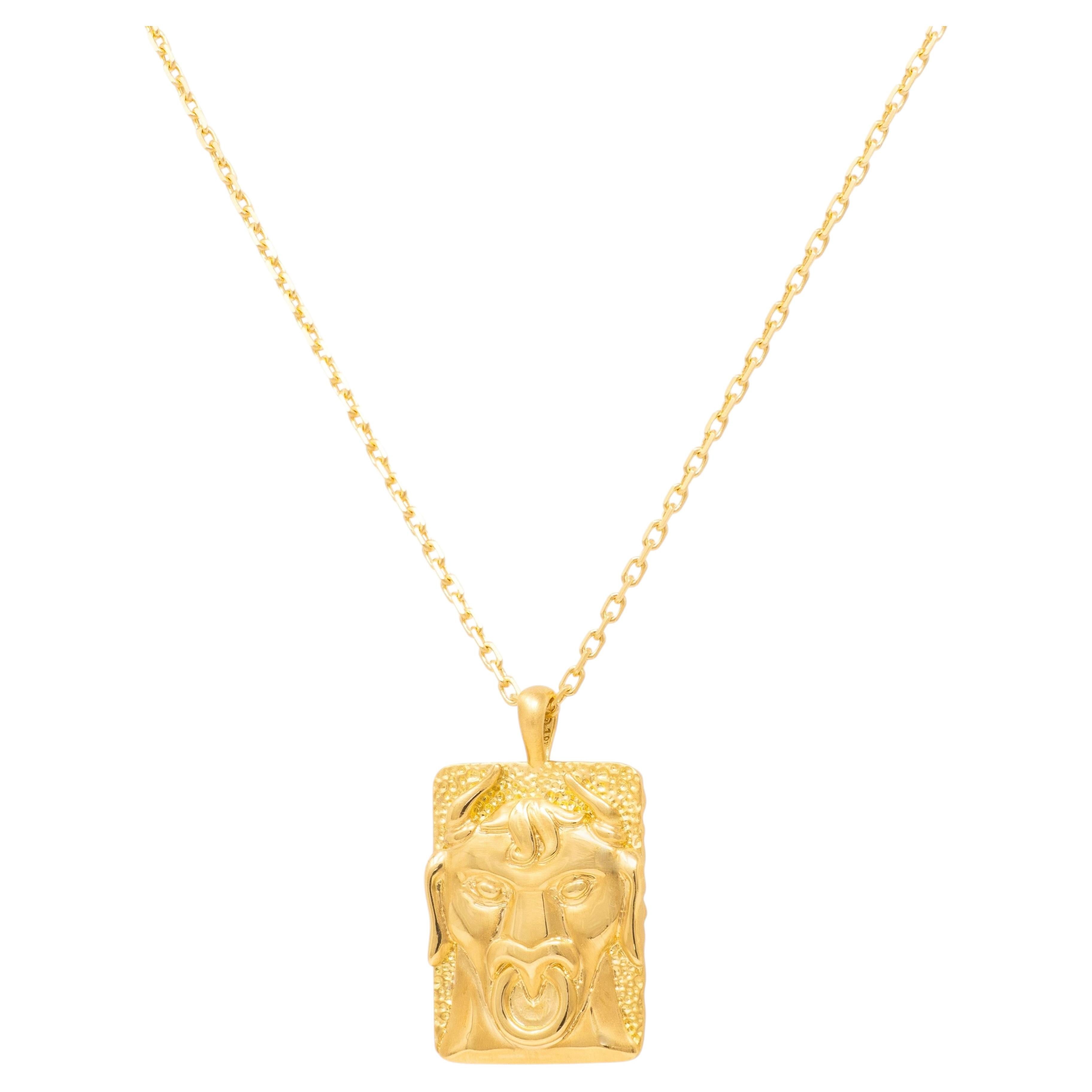Pre-owned David Webb Contemporary 18 Karat Yellow Gold Taurus Zodiac Pendant Necklace