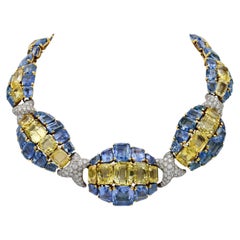 David Webb Contemporary Multi-colored Sapphire Collar Necklace