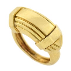 David Webb Contemporary Yellow Gold Stacked Chevron Ring