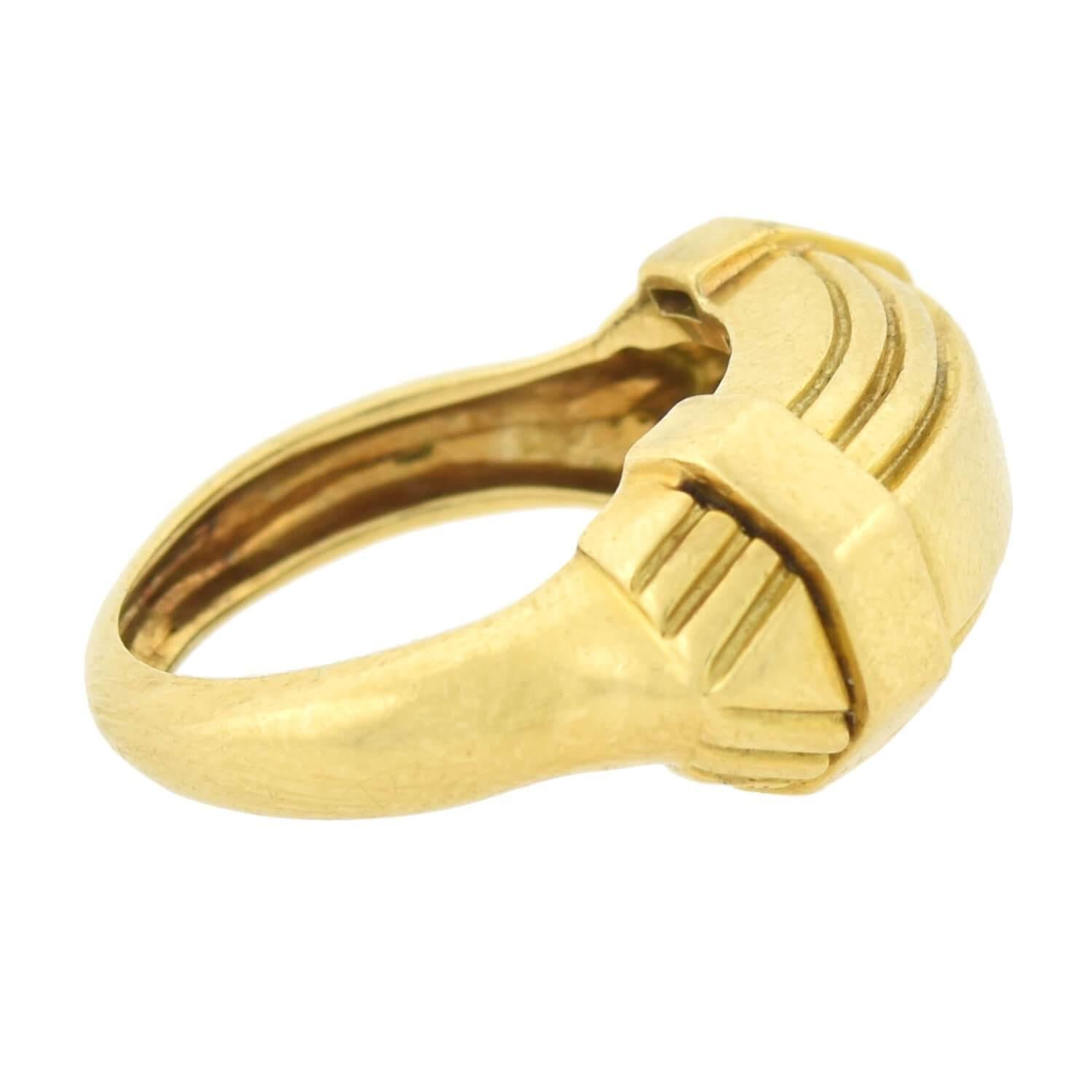 David Webb Contemporary Yellow Gold Stacked Chevron Ring In Good Condition In Narberth, PA