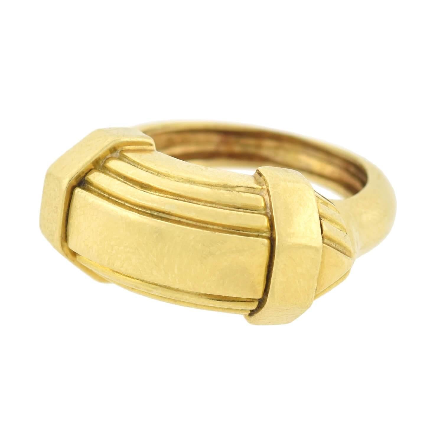 Women's or Men's David Webb Contemporary Yellow Gold Stacked Chevron Ring