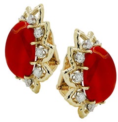 Orecchini a clip in corallo e diamanti David Webb