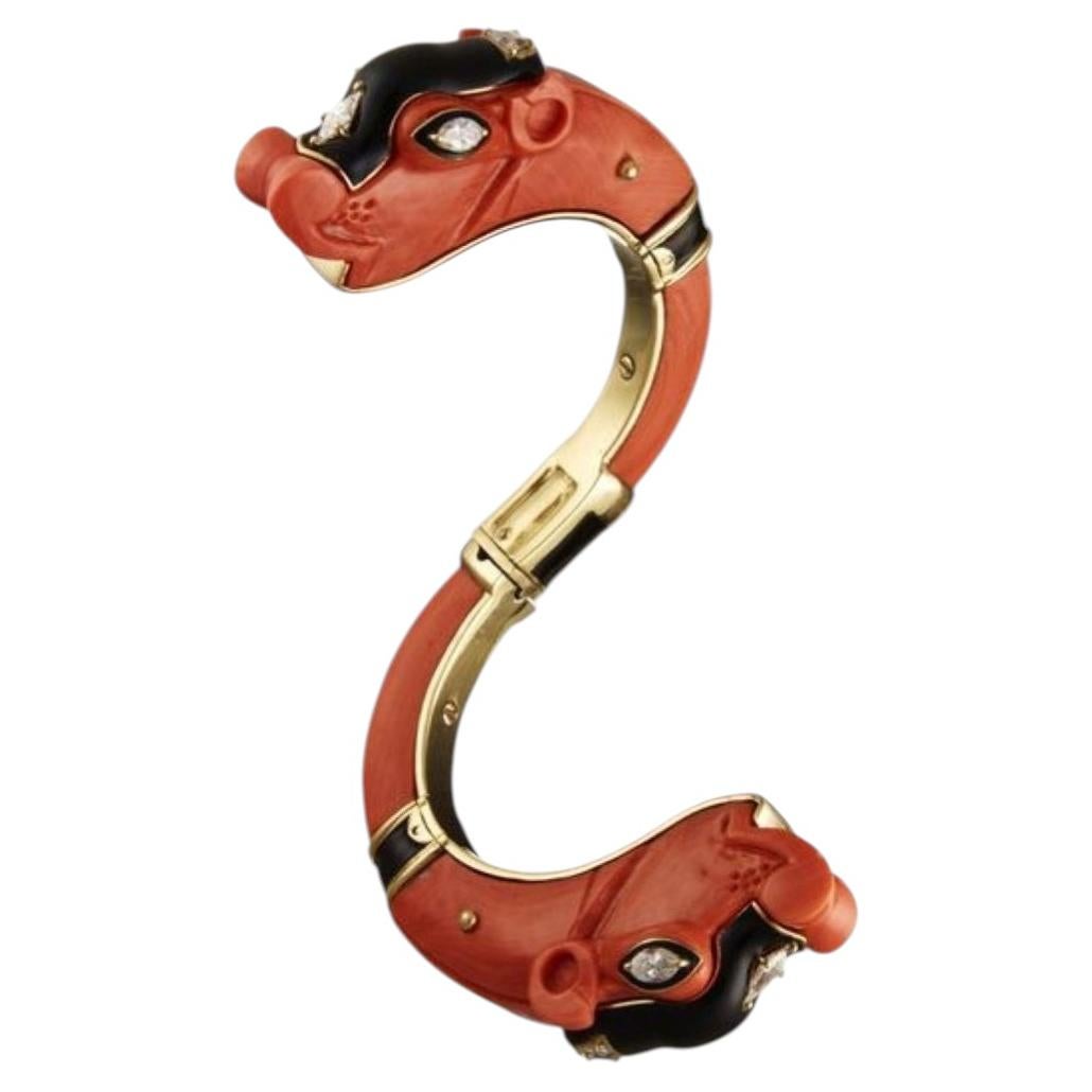 David Webb Coral Chimera Bracelet For Sale
