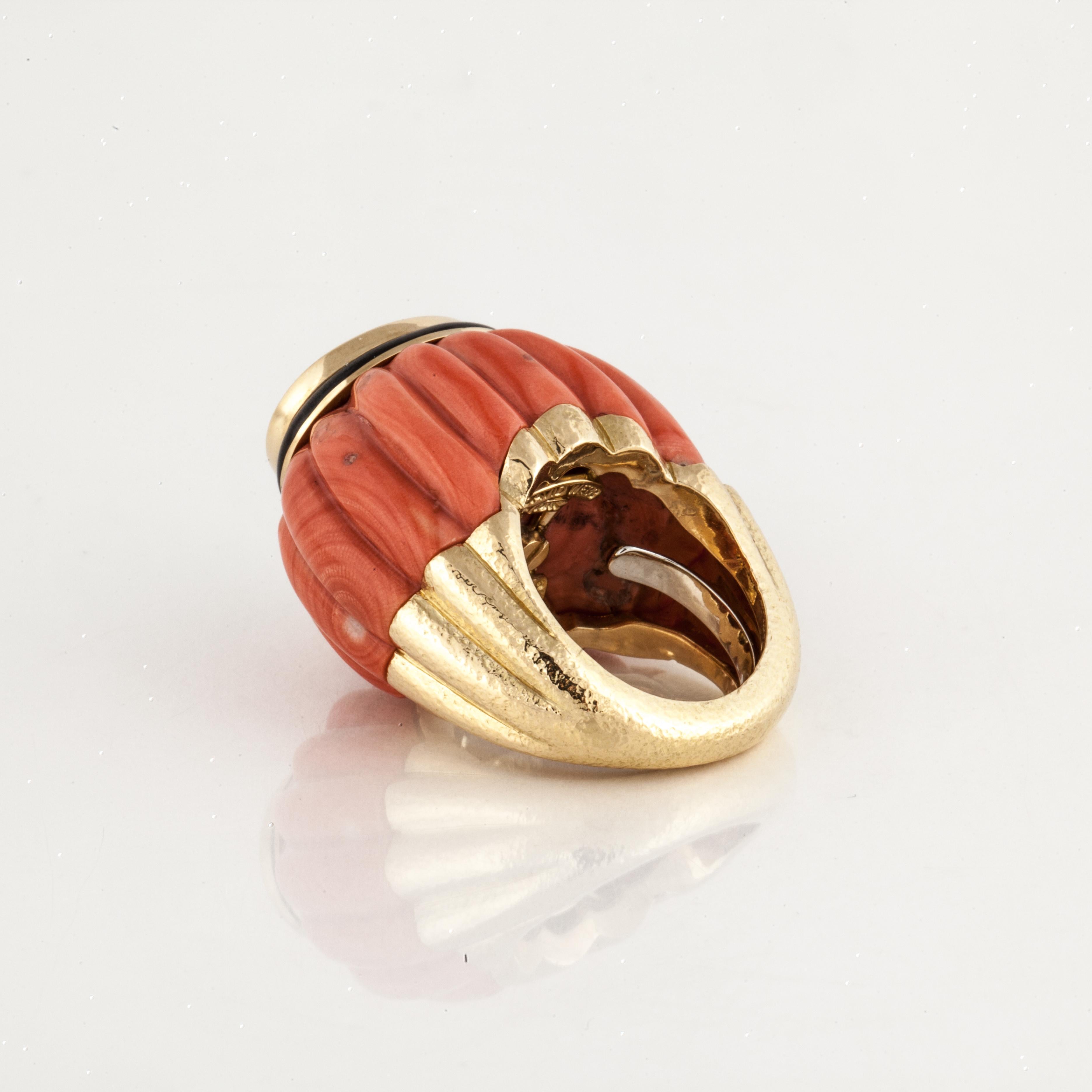 David Webb Coral Jade Ring In Good Condition In Houston, TX