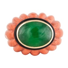 David Webb Coral Jade Ring