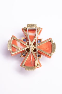 David Webb Coral Maltese Cross Pendant