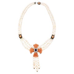 David Webb Coral Tassel Bead Pendant Necklace